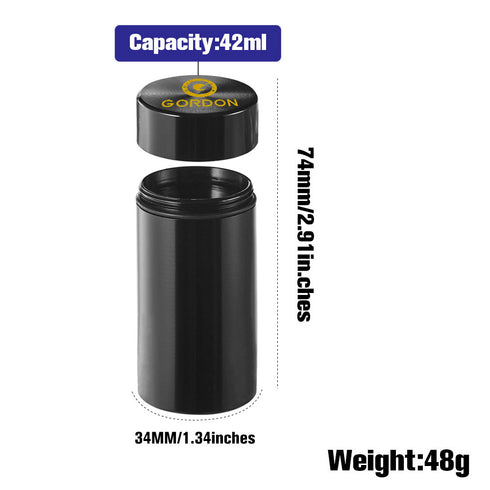 Gordon Smell Proof Airtight Aircraft Aluminum Storage Cigarette Jar, Black Stash Jars, 32 mm Size Smell Proof Container